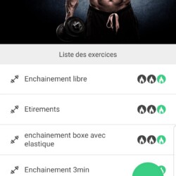 Application GoHit - Page Exercices - Mode jour (design ton gris et blanc) Ecran de l'application GOHit par emeric lieutard - display blanc