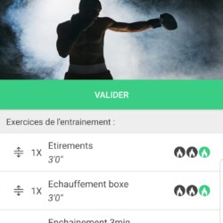 Application GoHit - Page de sélection de l'entrainement Ecran de l'application GOHit par emeric lieutard